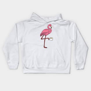 Flamingo with Cup of Coffee Kids Hoodie